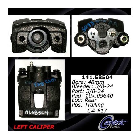 Centric Semi-Loaded Brake Caliper with New Phenolic Pistons, Parts 141.58504